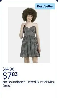 Walmart No Boundaries Tiered Bustier Mini Dress, Women's offer