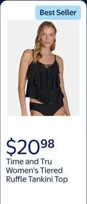 Walmart Time and Tru Women's and Women's Plus Tiered Ruffle Tankini Top offer