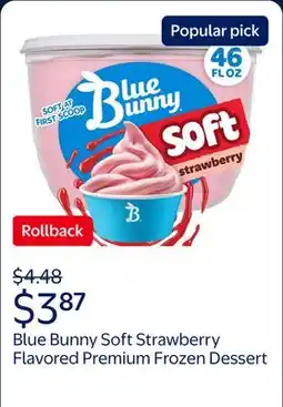 Walmart Blue Bunny Soft Strawberry Flavored Premium Frozen Dessert offer