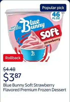 Walmart Blue Bunny Soft Strawberry Flavored Premium Frozen Dessert offer