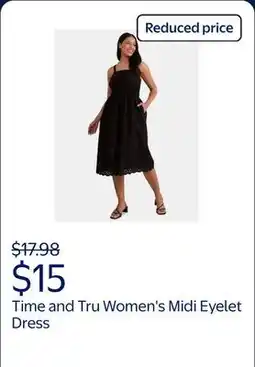Walmart Time and Tru Women's Midi Eyelet Dress offer