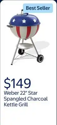 Walmart Weber 22 Star Spangled Charcoal Kettle Grill offer