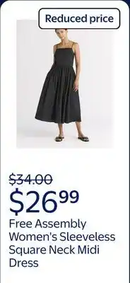 Walmart Free Assembly Women's Sleeveless Square Neck Midi Dress offer