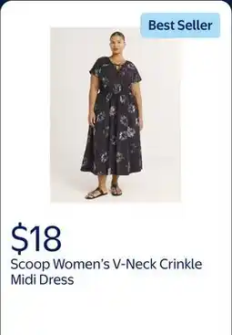 Walmart Scoop Women's V-Neck Crinkle Midi Dress offer