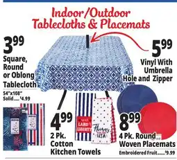 Ocean State Job Lot Indoor/Outdoor Tablecloth & Placemats offer