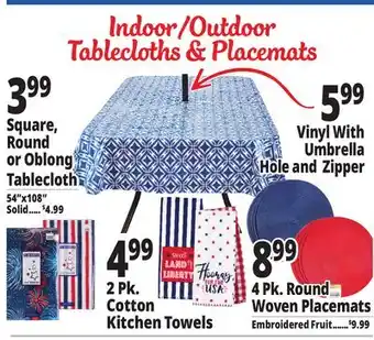 Ocean State Job Lot Indoor/Outdoor Tablecloth & Placemats offer