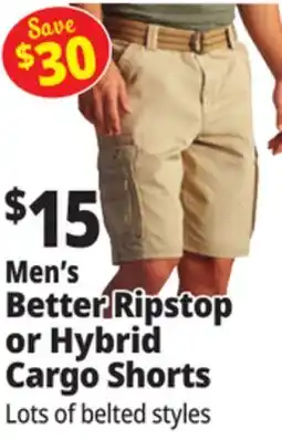 Ocean State Job Lot Men's Better Ripstop or Hybrid Cargo Shorts offer