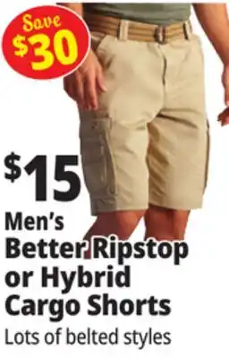 Ocean State Job Lot Men's Better Ripstop or Hybrid Cargo Shorts offer