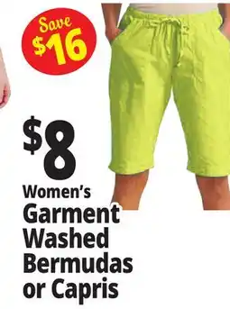 Ocean State Job Lot Women's Garment Washed Bermudas or Capris offer