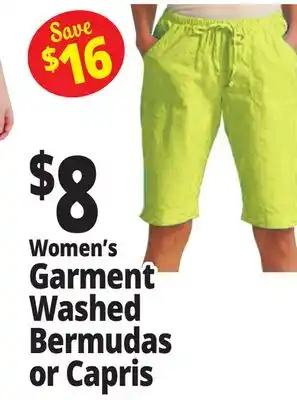 Ocean State Job Lot Women's Garment Washed Bermudas or Capris offer