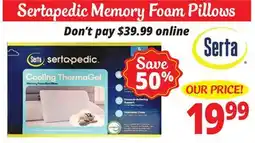 Ocean State Job Lot Sertapedic Memory Foam Pillows offer