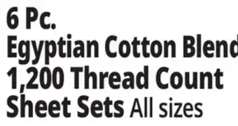 Ocean State Job Lot 6 Pc. Egyptian Cotton Blend Blend Count 1,200 Thread Count Sheet Sets offer