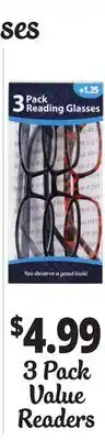 Ocean State Job Lot 3 Pack Value Readers offer