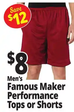 Ocean State Job Lot Men's Famous Maker Performance Tops or Shorts offer
