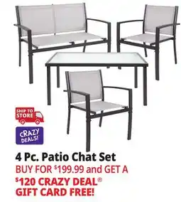 Ocean State Job Lot 4-Piece Patio Chat Set Gray offer
