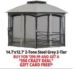Ocean State Job Lot Sunjoy 2-Tone Steel Gazebo with 2-Tier Dome Roof 14.7' x 12.7' Gray offer
