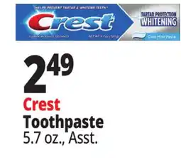 Ocean State Job Lot Crest Toothpaste offer