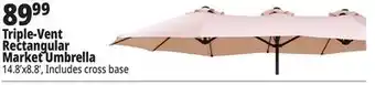 Ocean State Job Lot Outdoor Living Accents Triple-Vented Rectangular Market Umbrella offer