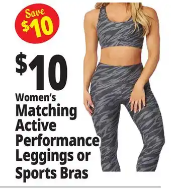 Ocean State Job Lot Women's Matching Active Performance Leggings or Sports Bras offer
