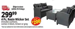 Ocean State Job Lot Outdoor 4-Piece Resin Wicker Patio Set Black/Black offer