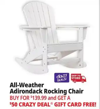 Ocean State Job Lot All-Weather Adirondack Rocking Chair White offer