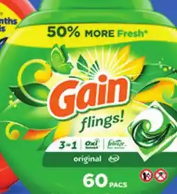 Ocean State Job Lot Gain Flings Oxi Boost and Febreze Original Scent Laundry Detergent Pacs 60 Count offer
