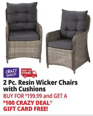 Ocean State Job Lot 2-Piece Resin Wicker Chairs with Cushions offer