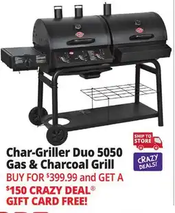 Ocean State Job Lot Char-Griller Duo 5050 Gas & Charcoal Grill Black offer