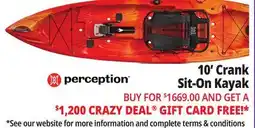 Ocean State Job Lot Perception Crank 10.0 Recreational Pedal Kayak offer
