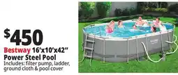 Ocean State Job Lot Bestway 16' Above Ground Power Steel Oval Pool Set offer