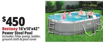 Ocean State Job Lot Bestway 16' Above Ground Power Steel Oval Pool Set offer