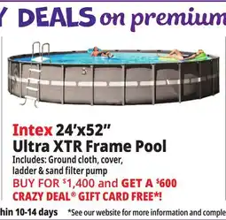 Ocean State Job Lot Intex 24' x 52 Ultra XTR Frame Pool Set with Sand Filter Pump offer