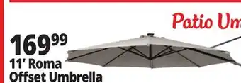 Ocean State Job Lot 11' Roma Offset Patio Umbrella with Solar LED Lights Beige offer