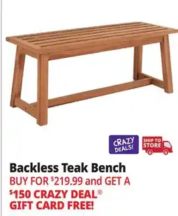 Ocean State Job Lot Backless Teak Bench offer