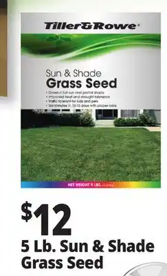 Ocean State Job Lot Tiller & Rowe Sun & Shade Grass Seed 5 lbs offer