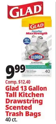 Ocean State Job Lot Glad 13 Gallon Tall Kitchen Drawstring Scented Trash Bags offer