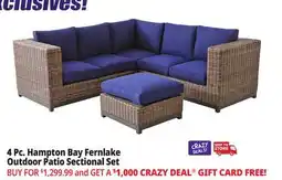 Ocean State Job Lot Hampton Bay Fernlake 4-Piece Outdoor Patio Sectional Set Brown/Midnight offer