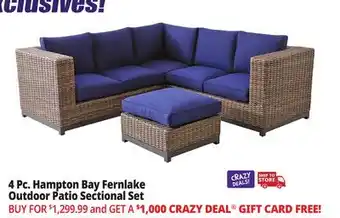Ocean State Job Lot Hampton Bay Fernlake 4-Piece Outdoor Patio Sectional Set Brown/Midnight offer