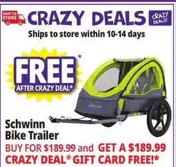 Ocean State Job Lot Schwinn Gemini Double Bicycle Trailer offer