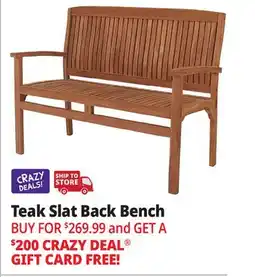Ocean State Job Lot Teak Slat Back Bench offer