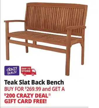 Ocean State Job Lot Teak Slat Back Bench offer