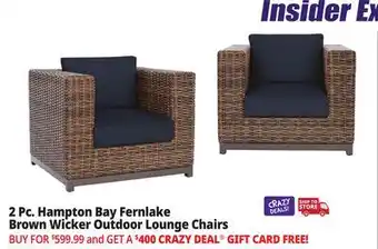 Ocean State Job Lot Hampton Bay Fernlake Brown Wicker Outdoor Lounge Chairs Set of 2 Midnight offer
