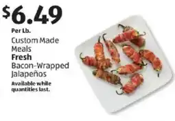 Aldi Custom made meals fresh bacon wrapped jalapeños offer