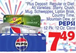 Bravo Supermarkets PEPSI, 12 Pk. 12 Oz. Cans offer