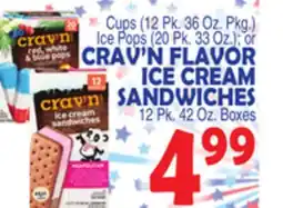 Bravo Supermarkets CRAV'N FLAVOR ICE CREAM SANDWICHES 12 Pk. 42 Oz. Boxes offer