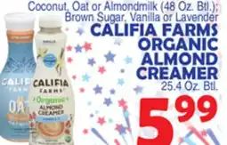 Bravo Supermarkets CALIFIA FARMS ORGANIC ALMOND CREAMER 25.4 Oz. Btl offer
