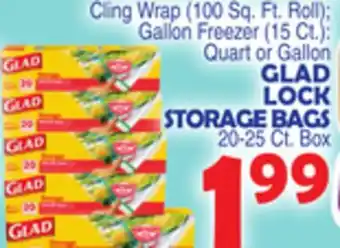 Bravo Supermarkets GLAD LOCK STORAGE BAGS 20-25 Ct. Box offer