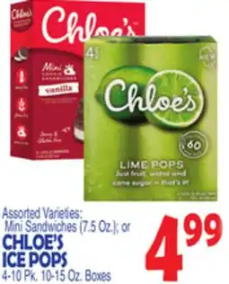 Bravo Supermarkets CHLOE'S ICE POPS 4-10 Pk. 10-15 Oz. Boxes offer