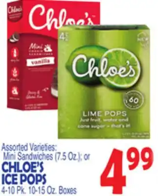 Bravo Supermarkets CHLOE'S ICE POPS 4-10 Pk. 10-15 Oz. Boxes offer