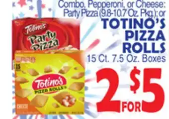 Bravo Supermarkets TOTINO'S PIZZA ROLLS 15 Ct. 7.5 Oz. Boxes offer
